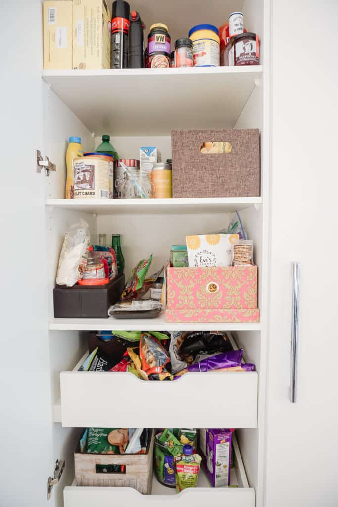 Three things I want to organize part two - a look inside or behind one of my pantry doors to find boxes, snacks kind of all over the place, organized chaos if you will.