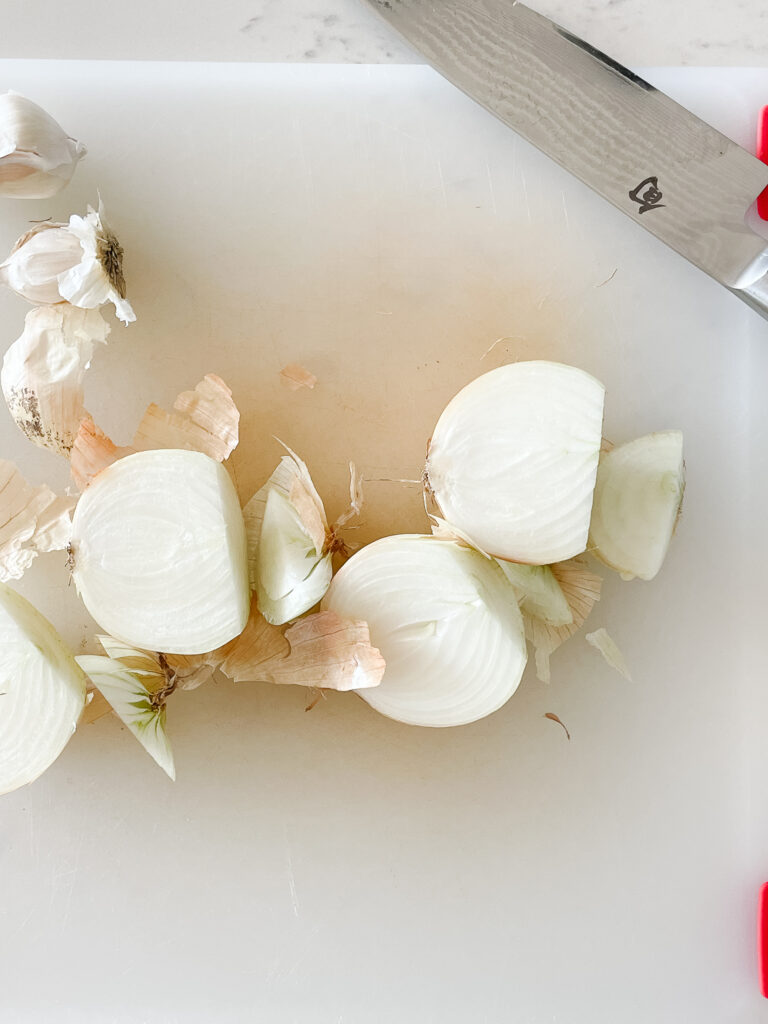 how to cut an onion starting with peeling the onions