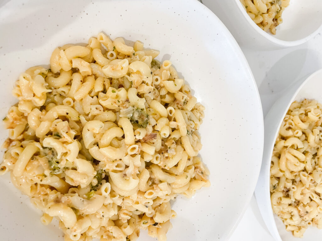 gluten-free mac and cheese pictured in a bowl