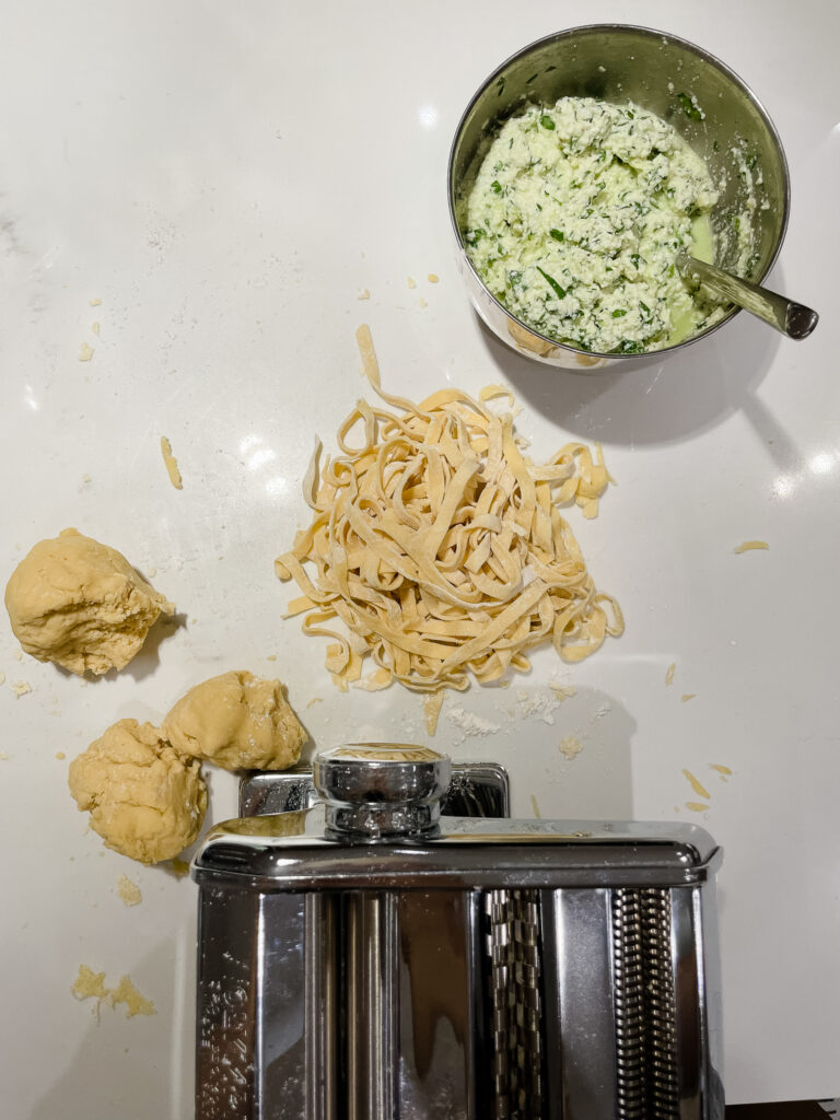 gluten-free ravioli in the making with ricotta spinach and lemon filling pictured