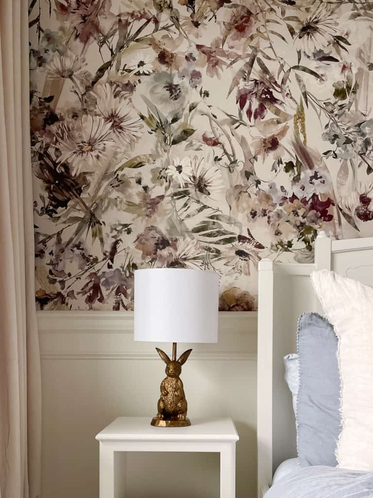 bunny lamp painted gold to match a pottery barn lamp that looks similar