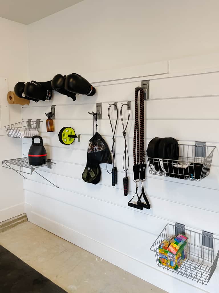 garage storage system for the garage gym.