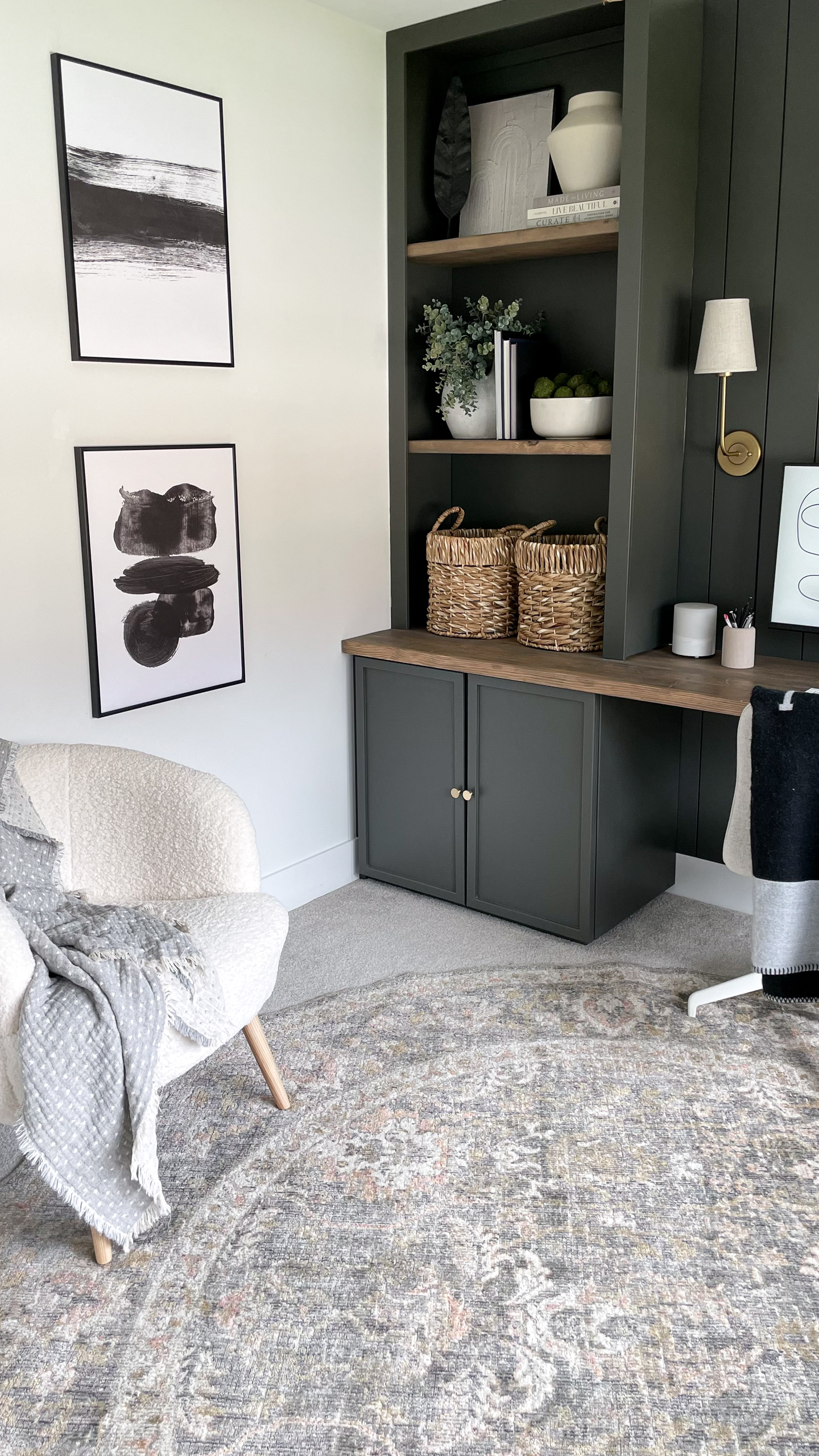 CLJ x Loloi Rosemarie rug review pictured in a home office.