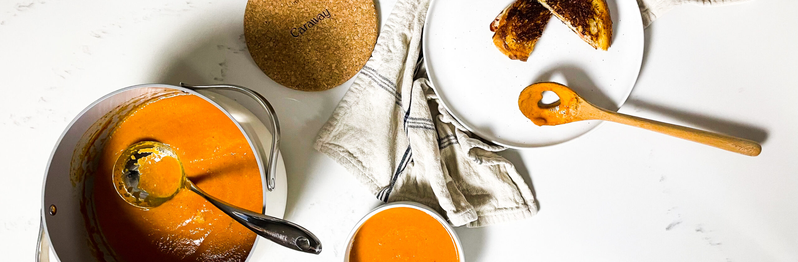 Tomato soup and grilled cheese sandwiches