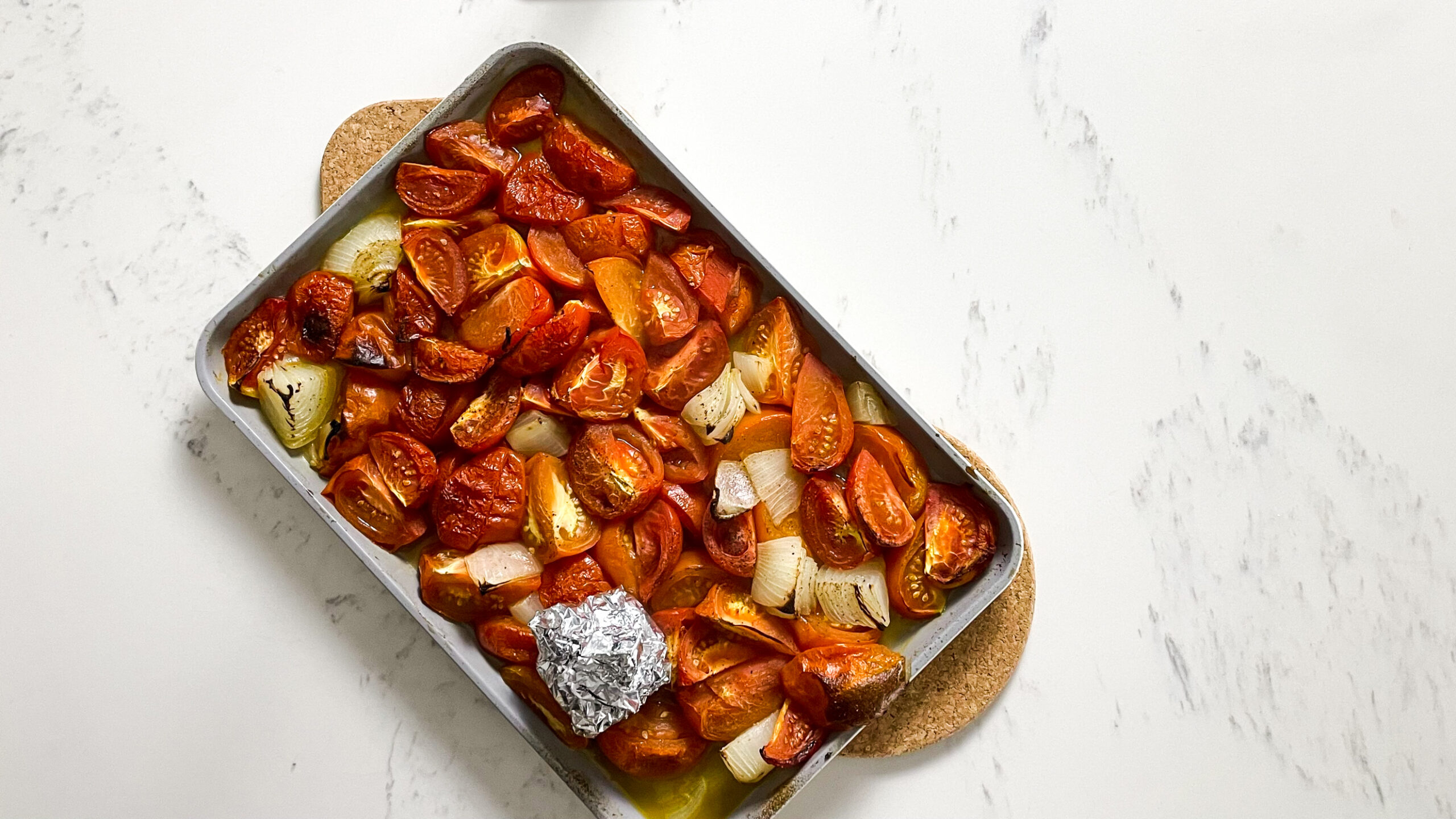 roasted tomatoes, onions, and garlic for tomato soup