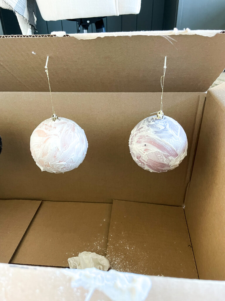 making DIY antiqued christmas ornaments