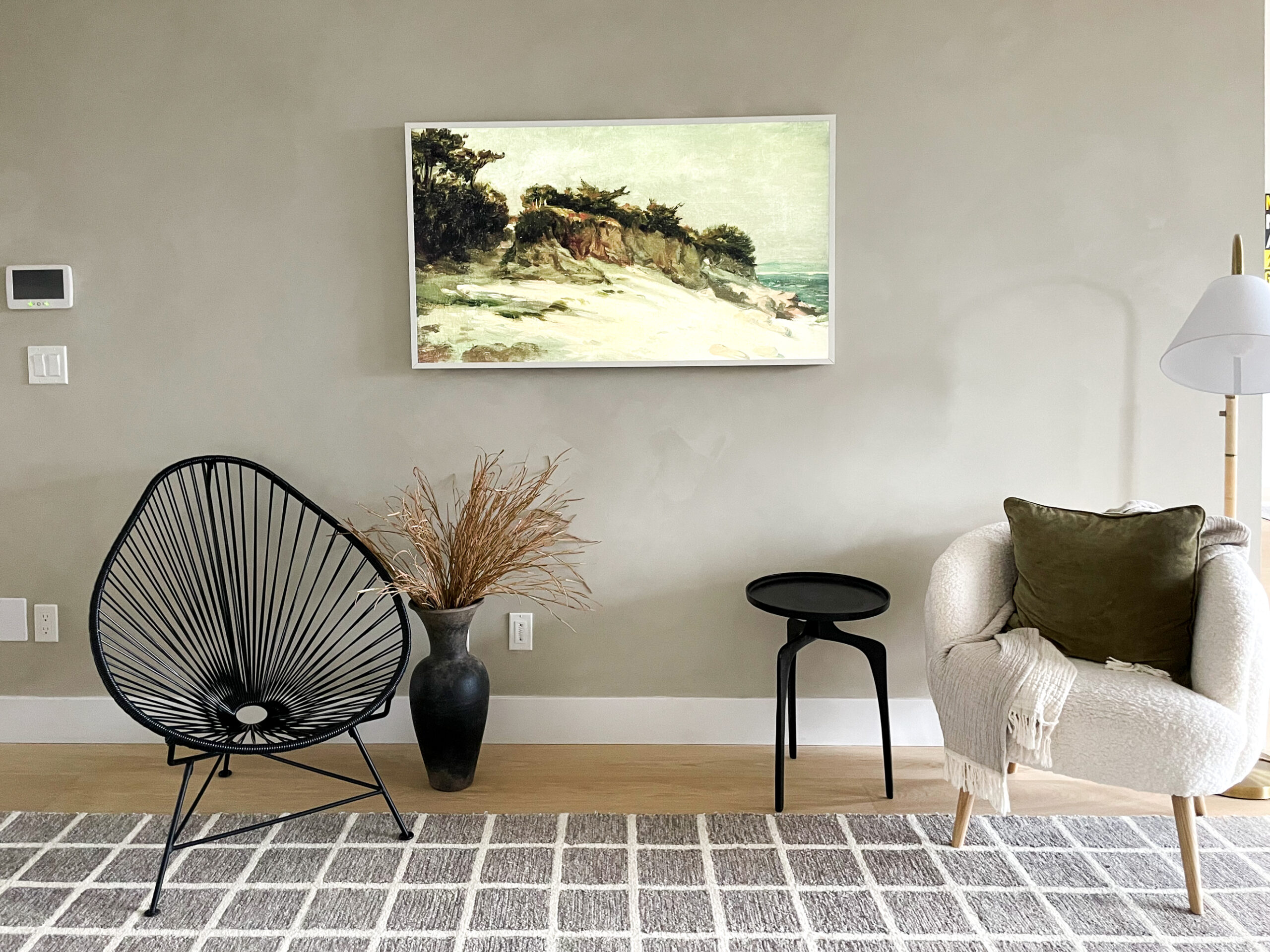 family room update that includes a new rug and limewash on the walls nearly a room reveal