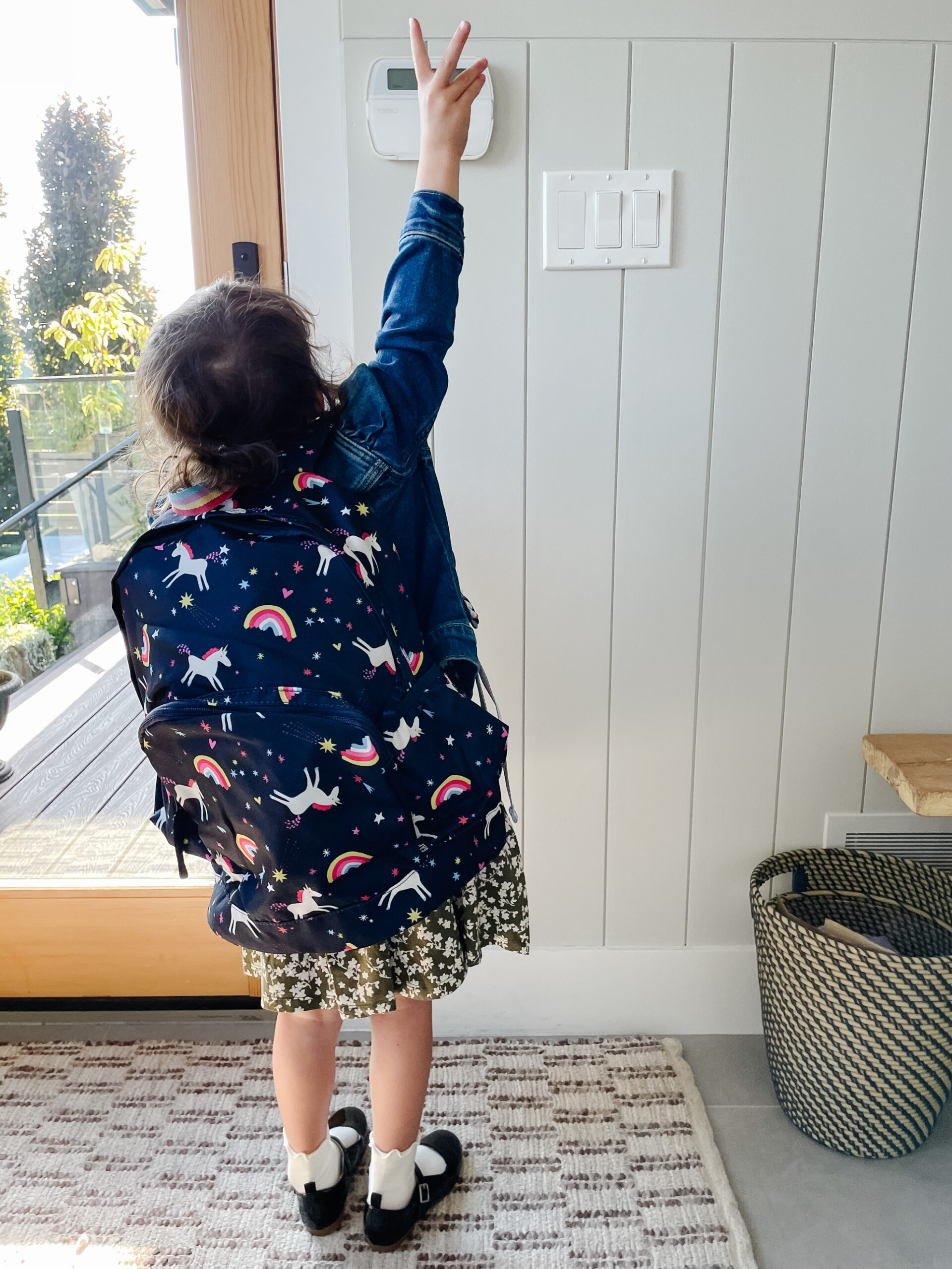 Little girl with her backpack on back-to-school ready