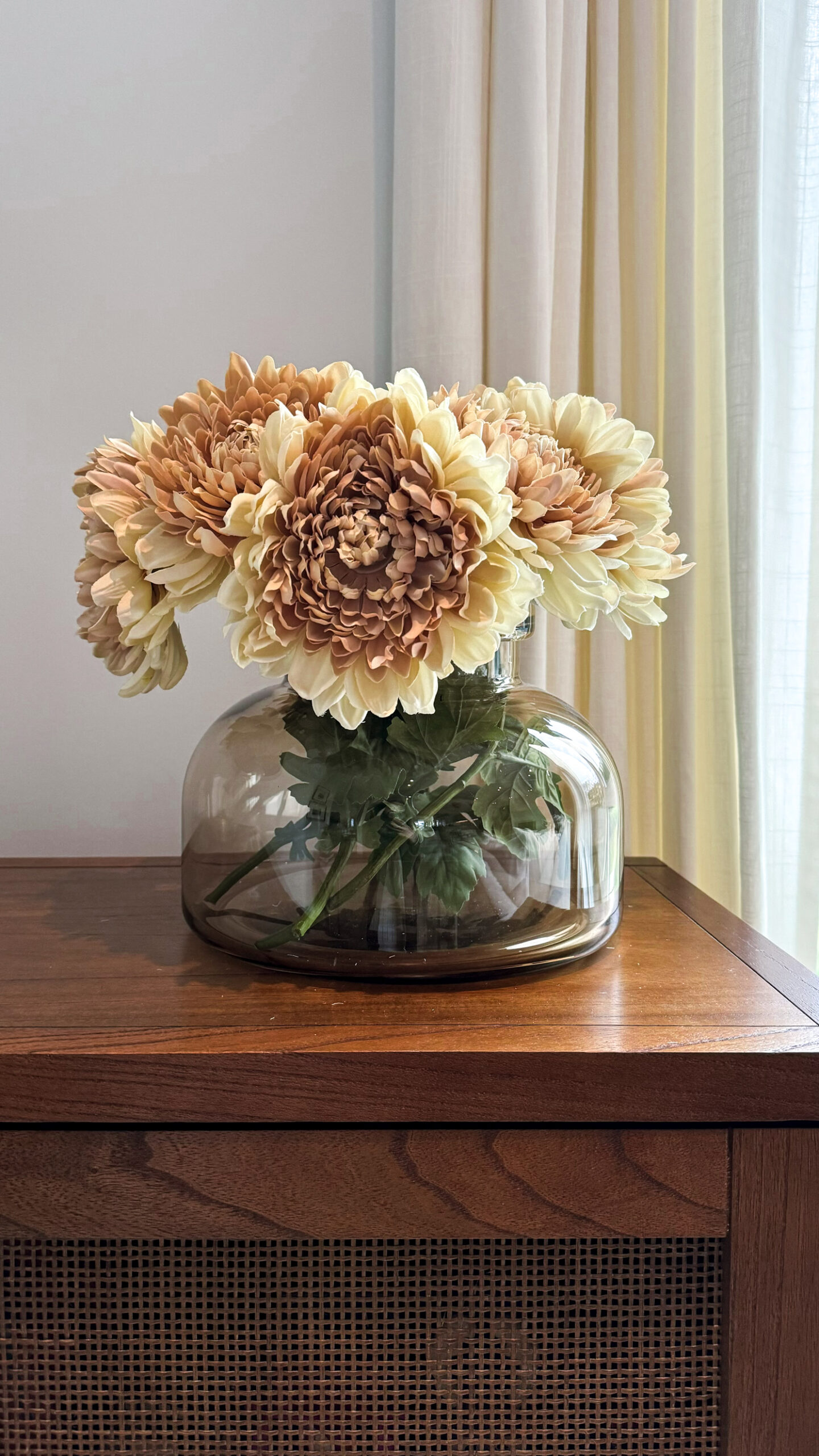 faux spring stems on a side table