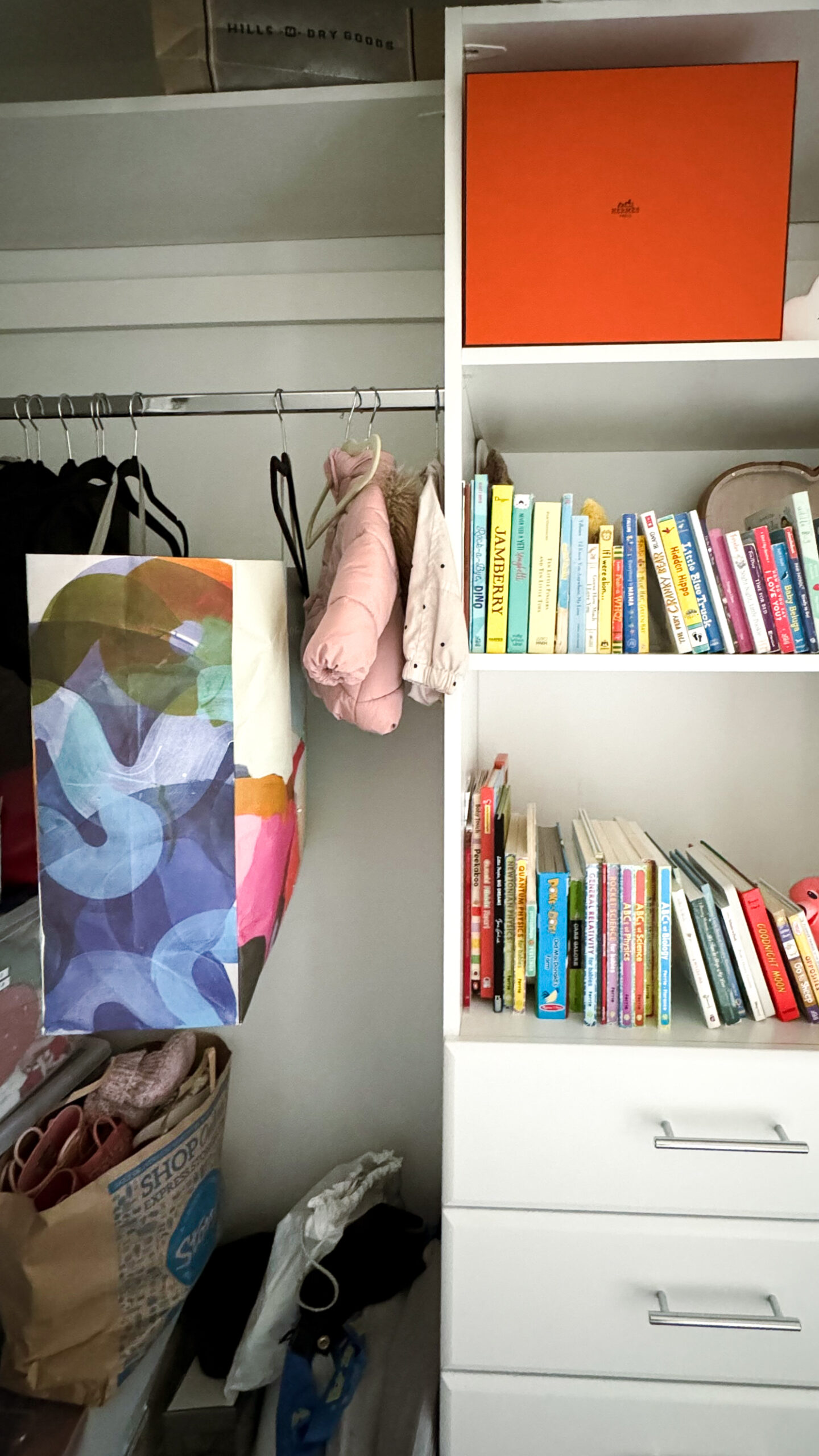 childrens wardrobe organization - a bag for clothes that are too small